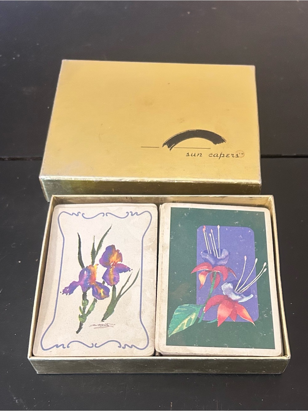 Sun Capers Floral Playing Card Deck - Yellow Box
